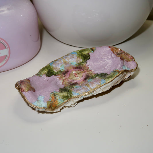 Lavender Glass Oyster Shell Ring Dish