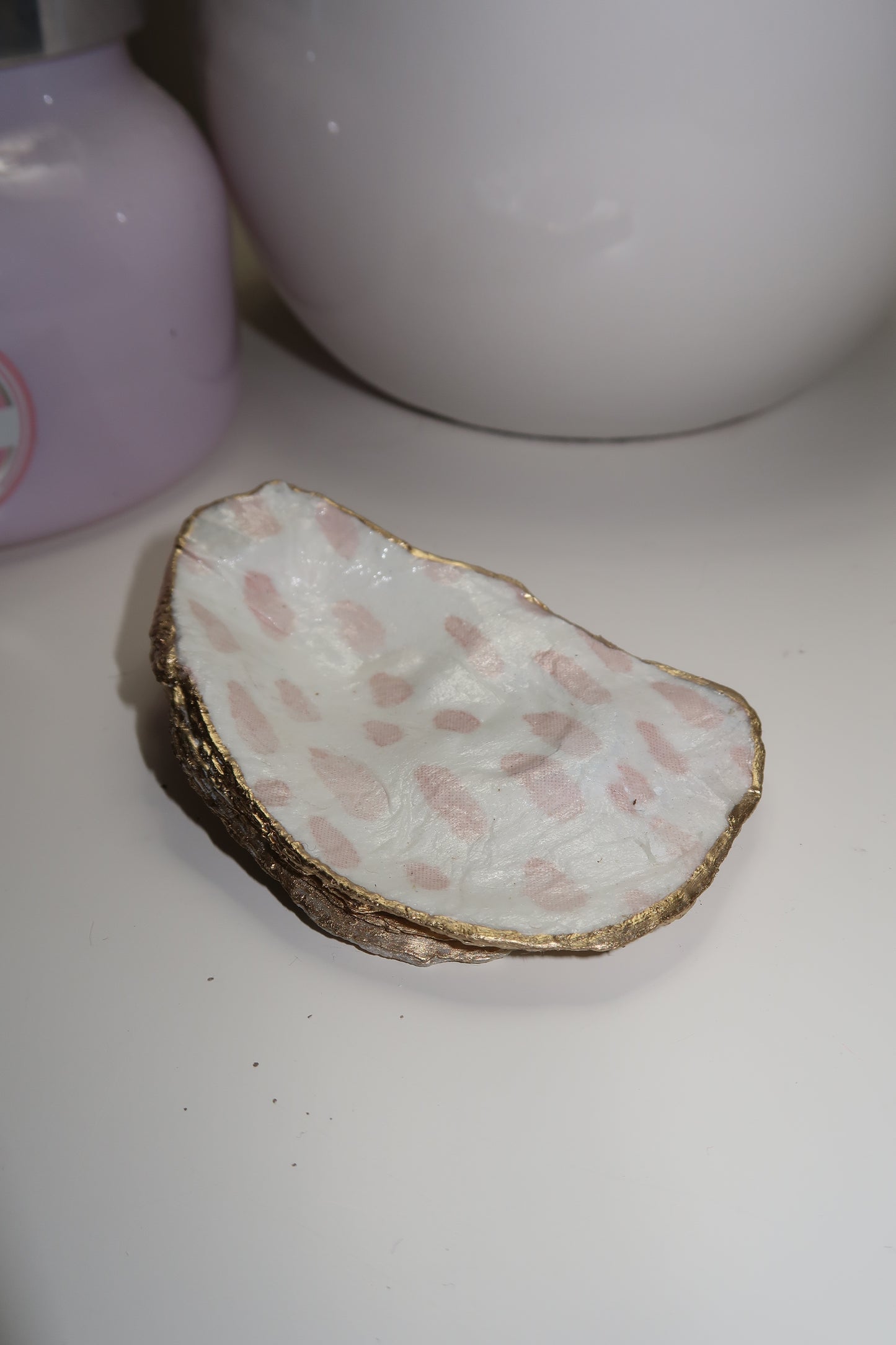 Pink Pebble Oyster Shell Ring Dish
