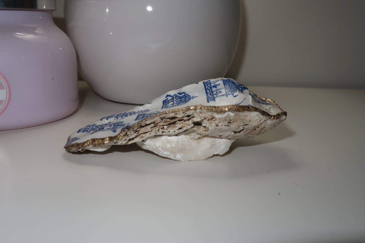 Coastal China Oyster Shell Ring Dish