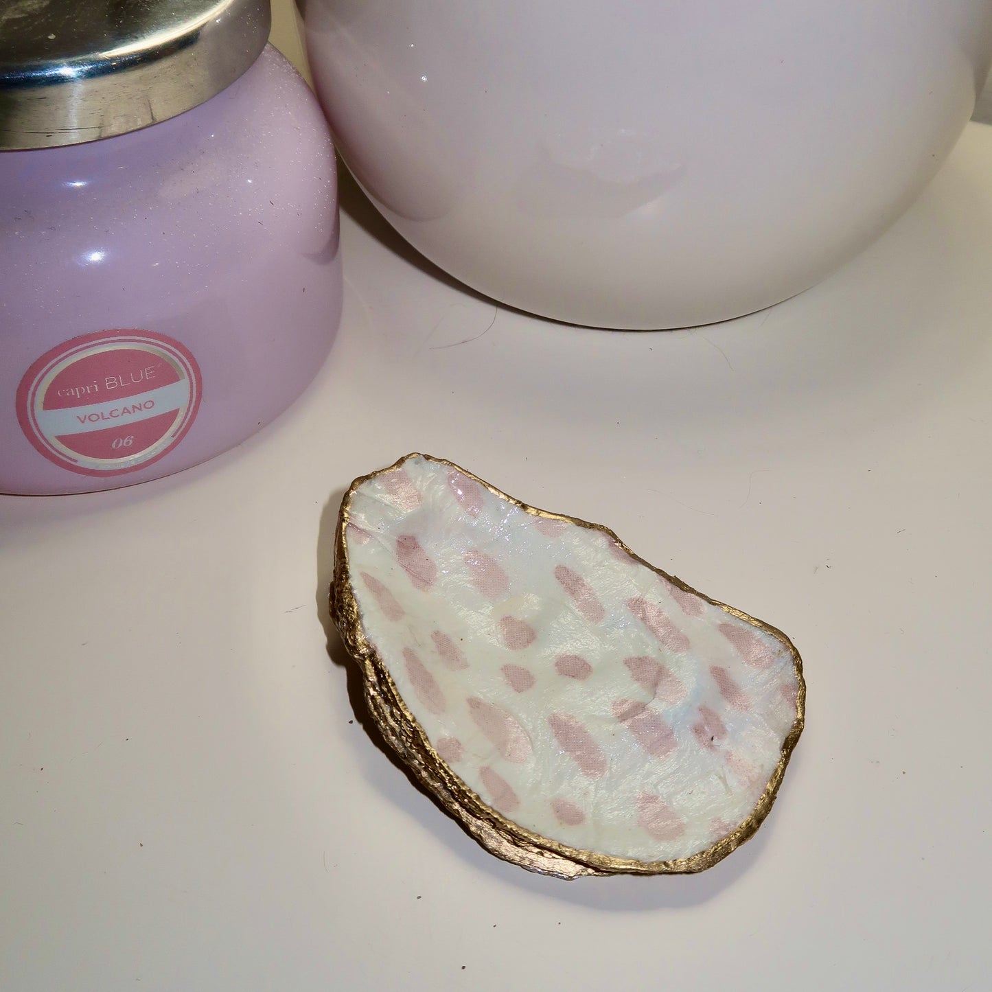 Pink Pebble Oyster Shell Ring Dish