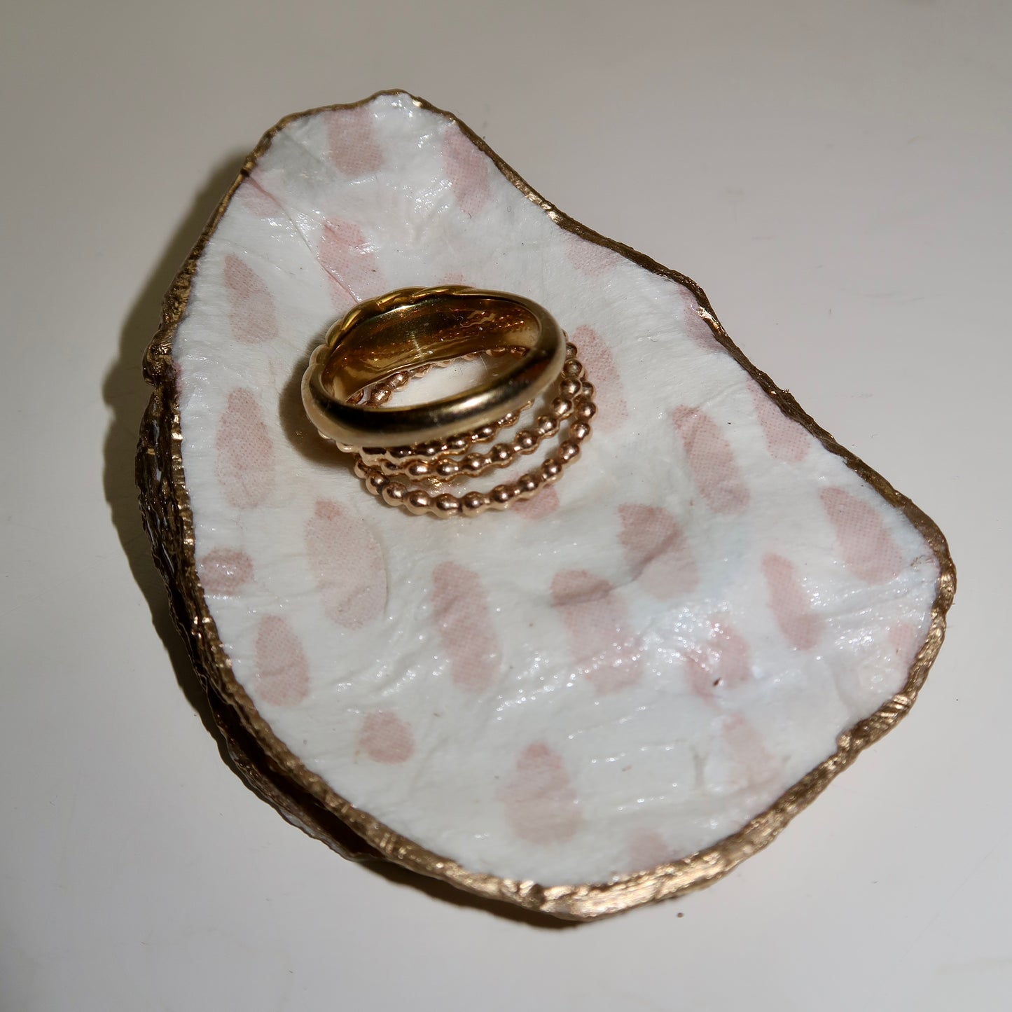 Pink Pebble Oyster Shell Ring Dish