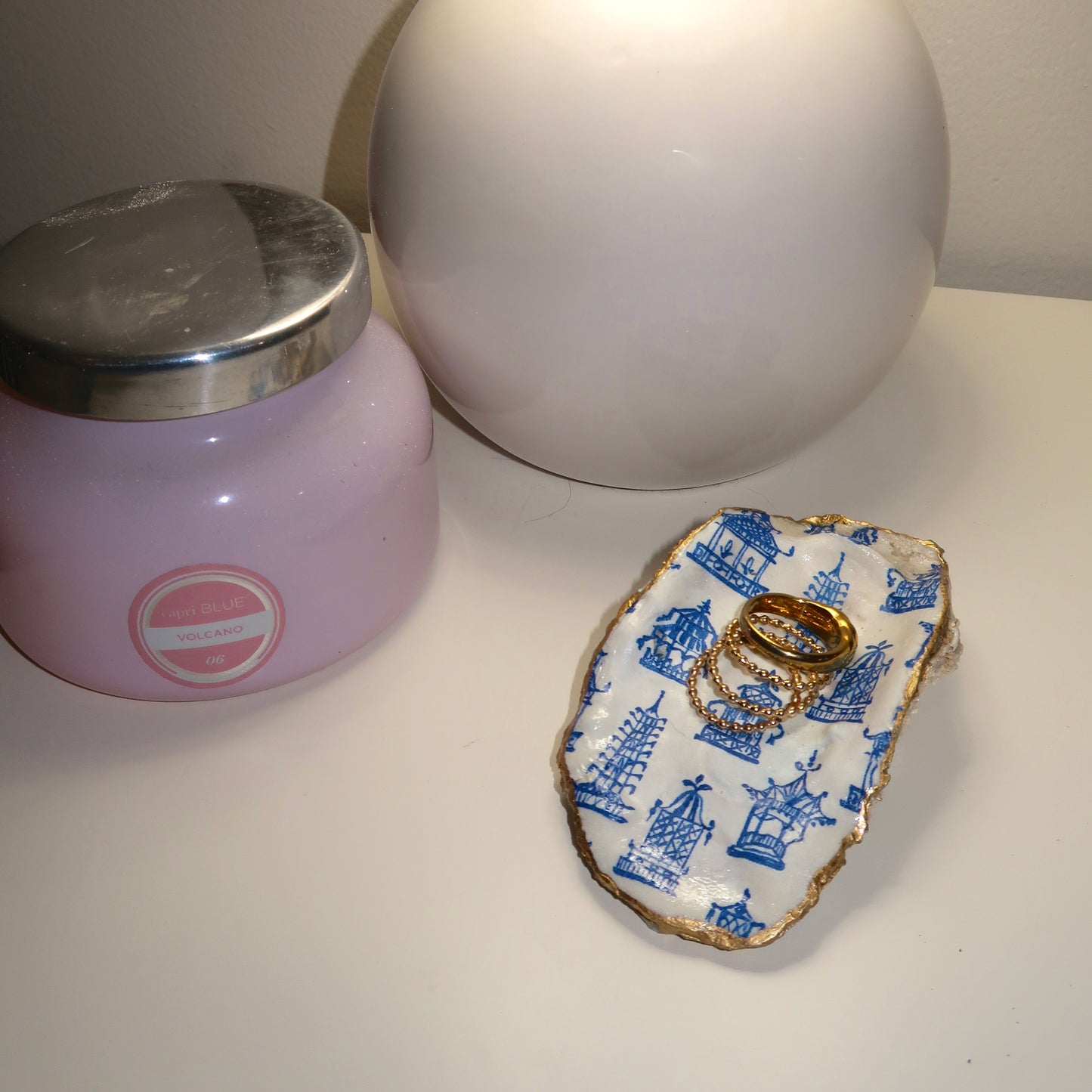Coastal China Oyster Shell Ring Dish
