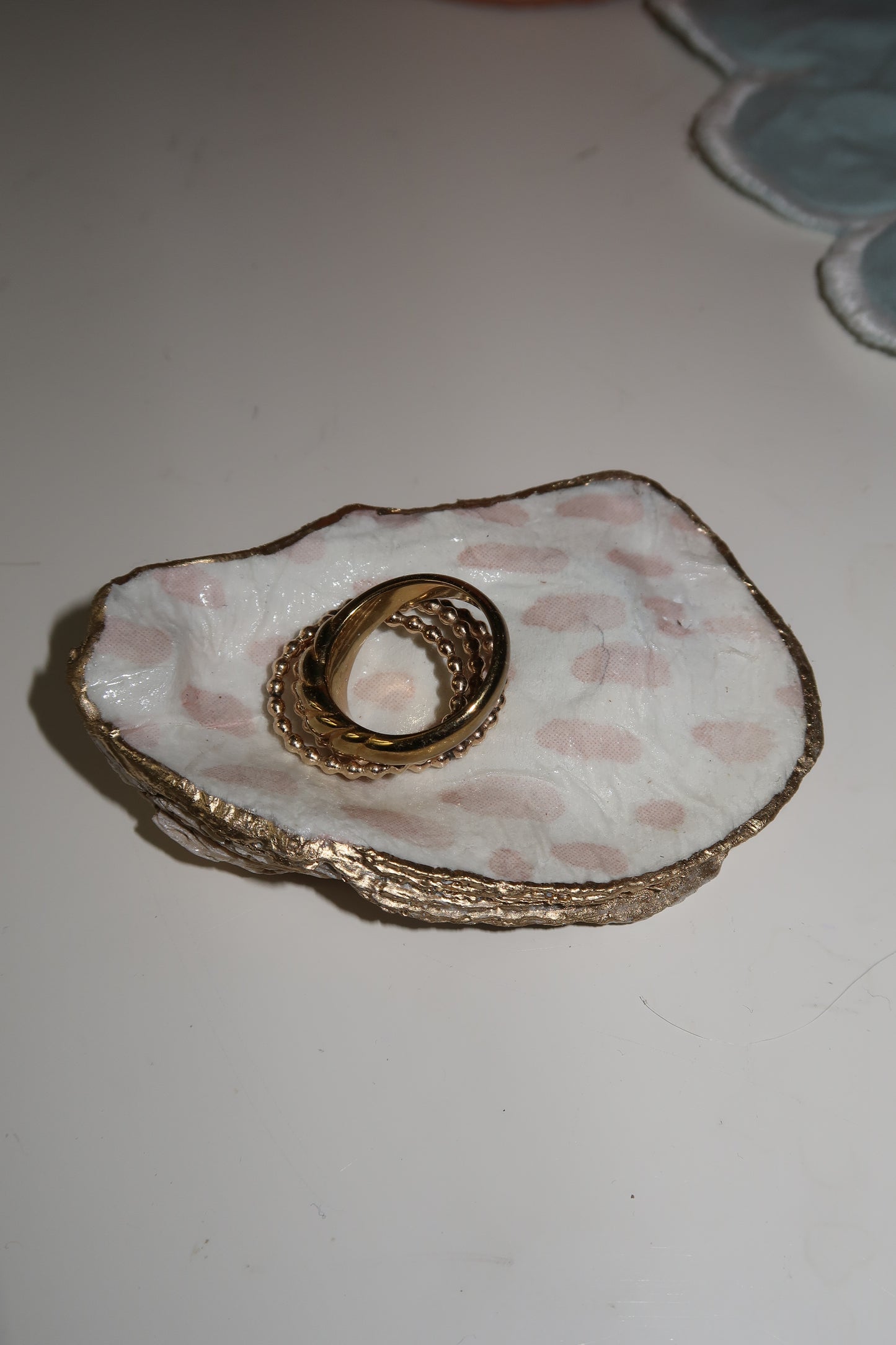 Pink Pebble Oyster Shell Ring Dish